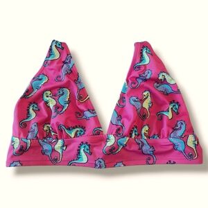 MeUndies Pink Bikini Top Sea Horse Print Size XL